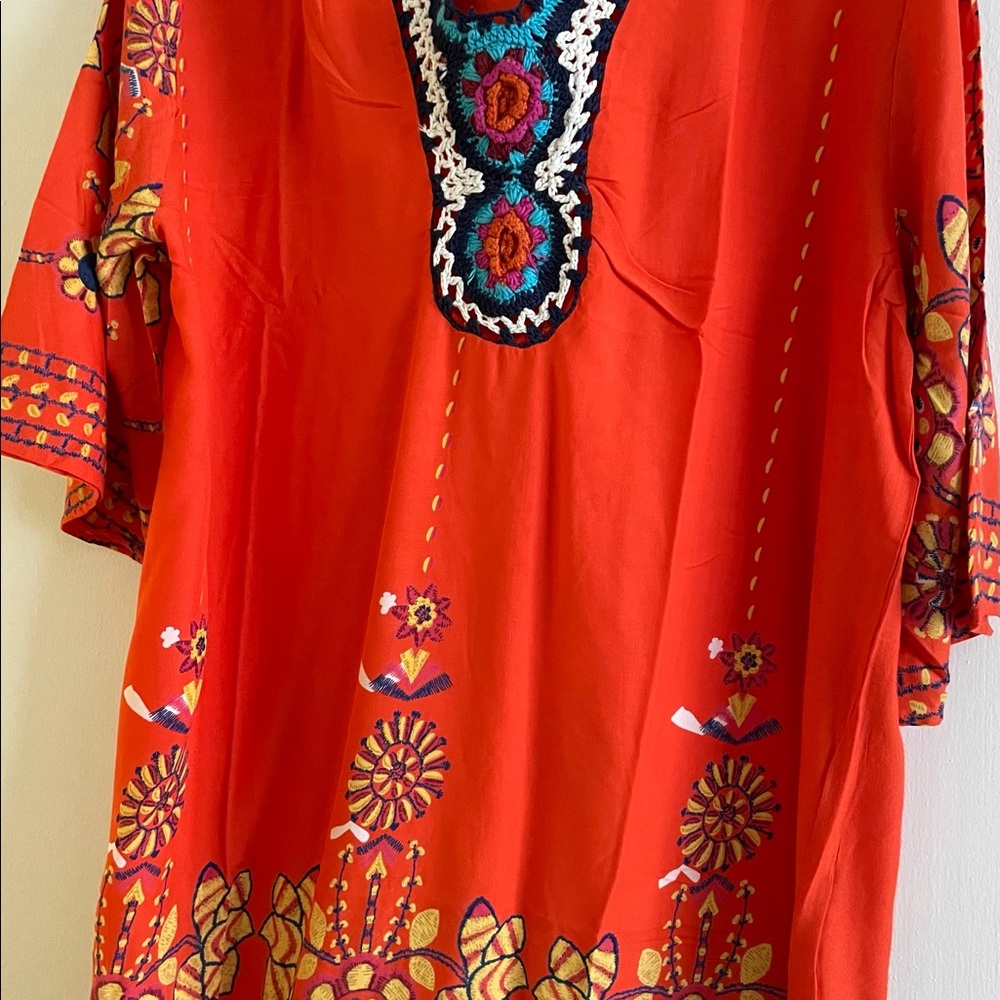 Bright colored embroidered Bathing Suit Coverup
